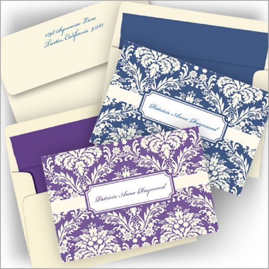 Pack of 24 Grand Damask Folded Note Cards (Front)