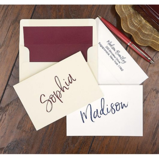 Pack of 25 Cursive Signature Folded Note Cards (Front)