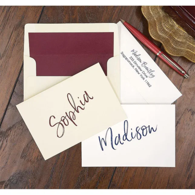 Pack of 25 Cursive Signature Folded Note Cards | Zazzle