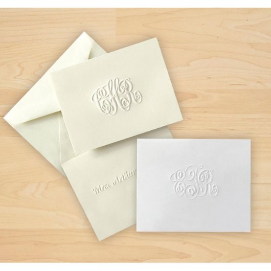 Pack of 25 Embossed Initials Enclosure Cards (Front)