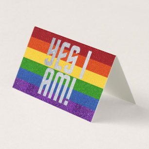 Pack of 25 LGBT Glitter Yes I Am! Coming Out Card