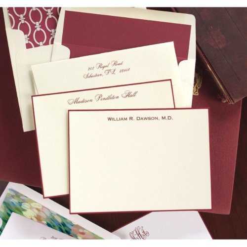 Pack of 25 Wine Border Correspondence Cards