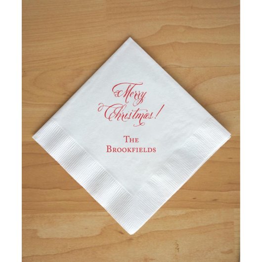 Pack of 50 Merry Christmas! Beverage Napkins (Front)