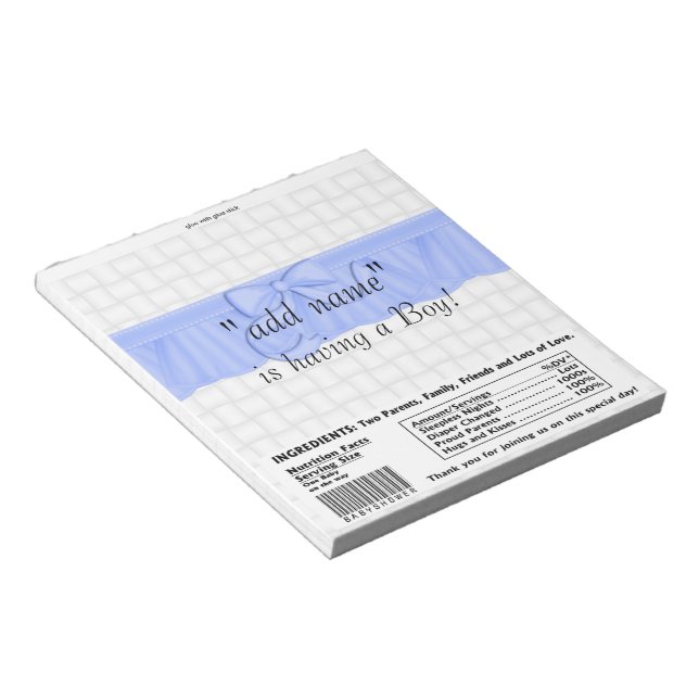 Pack of Baby Shower Candy Bar Wrapper Party Favor Notepad (Angled)