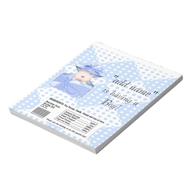 Pack of Baby Shower Candy Bar Wrapper Party Favor Notepad (Rotated)