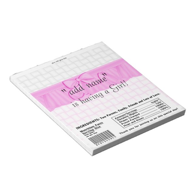 Pack of Baby Shower Candy Bar Wrapper Party Favor Notepad (Angled)