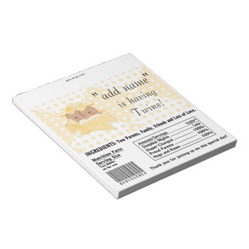 Pack of Baby Shower Candy Bar Wrappers Party Favor Notepad