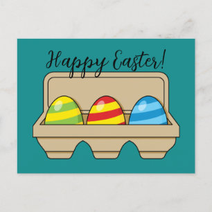 Pack of Colorful Cartoon Easter Eggs Add Text Holiday Postcard