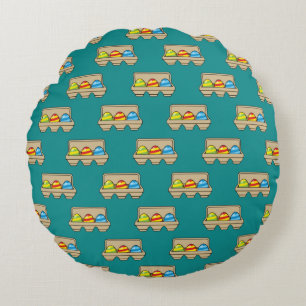 Pack of Colorful Cartoon Easter Eggs Round Pillow