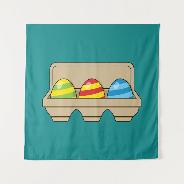 Pack of Colorful Cartoon Easter Eggs Tapestry (Front)