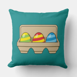 Pack of Colorful Cartoon Easter Eggs Throw Pillow
