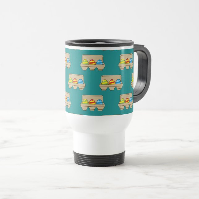 Pack of Colorful Cartoon Easter Eggs Travel Mug (Front Right)