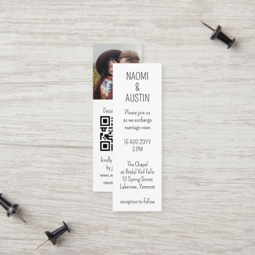Pack of Mini Wedding Invitation QR Code Bookmarks