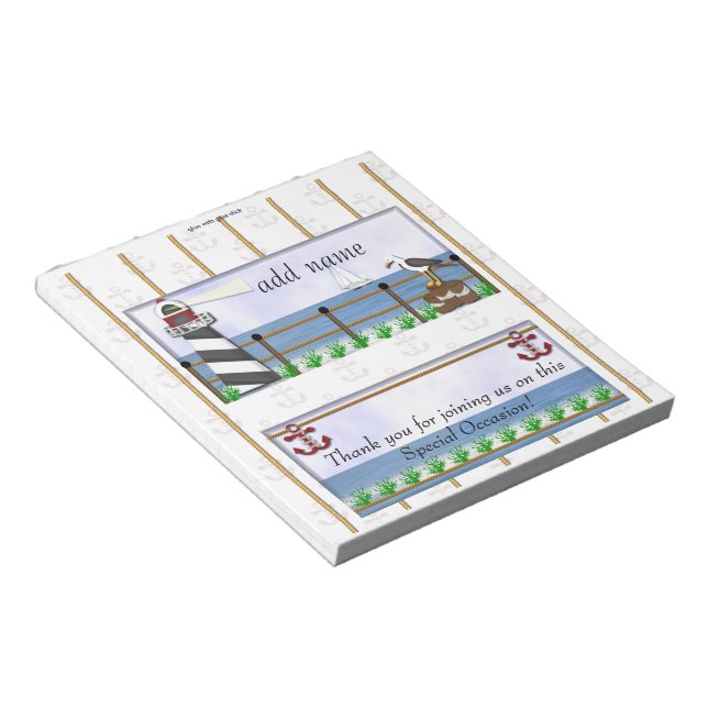 Pack of Nautical Party Candy Bar Wrapper Favor Notepad (Angled)