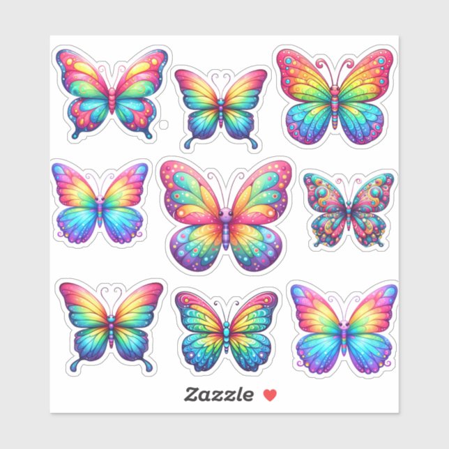pack of rainbow butterflies sticker (Sheet)
