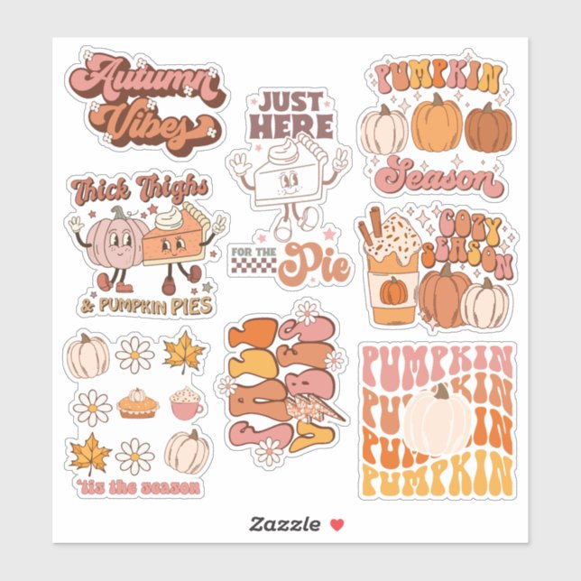 Pack of Retro Fall and Thanksgiving Designs Sticker (Sheet)