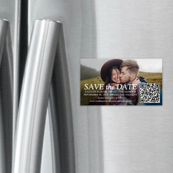 Pack Of Save The Dates Wedding Qr Code And Photo Business Card Magnet by Memorable_Modern at Zazzle