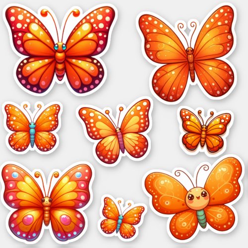 pack of vibrant orange butterflies sticker