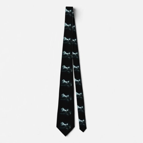 Pack of wolves attacking a white horse neck tie