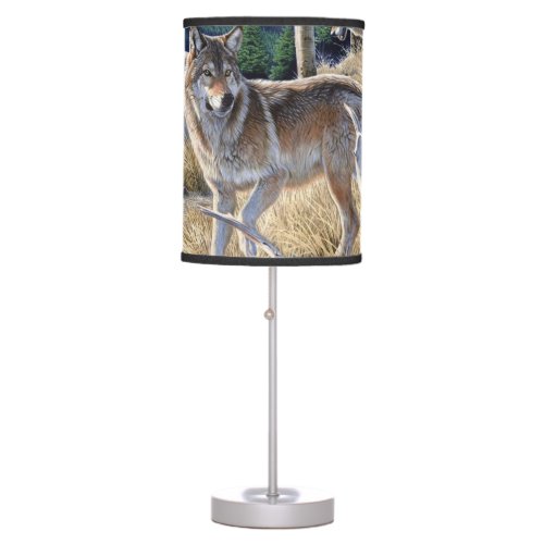 Pack of wolves in the forest painting table lamp