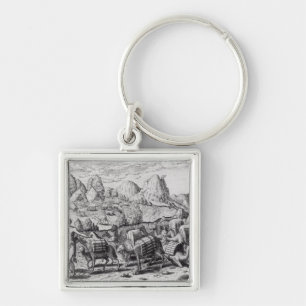Pack Train of Llamas Laden with Silver Keychain