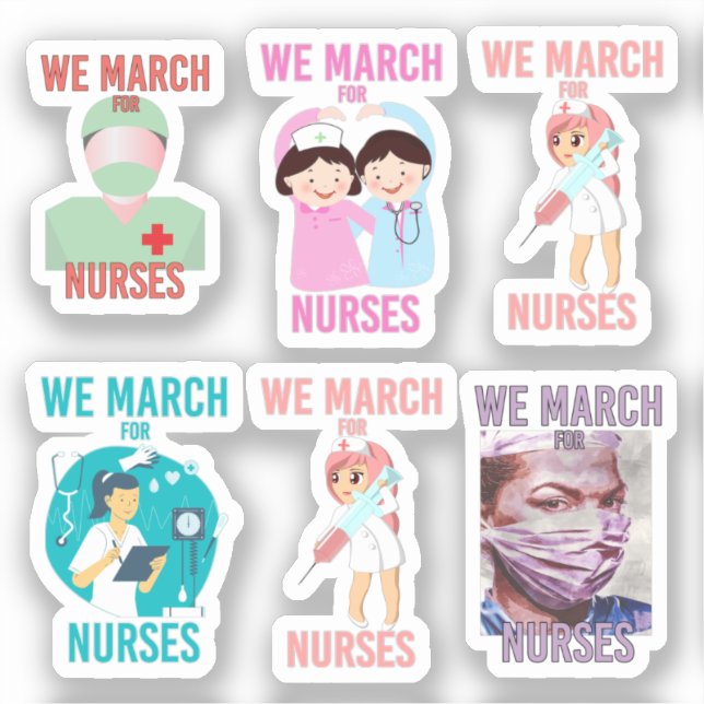 [Pack] We March for Nurses | Cute Nurse Love Sticker (Front)