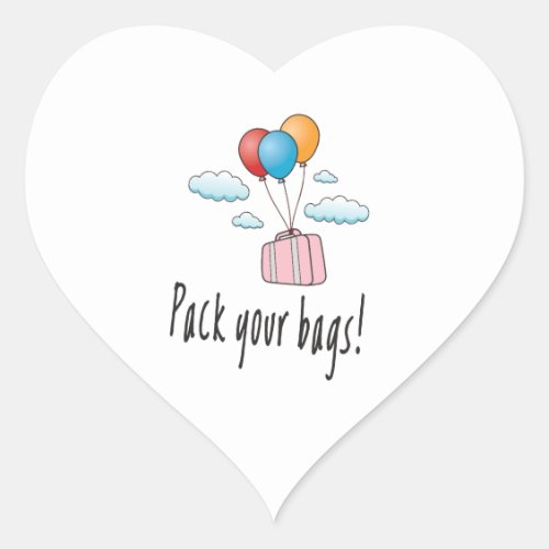 Pack your bags and lets go on holiday heart sticker