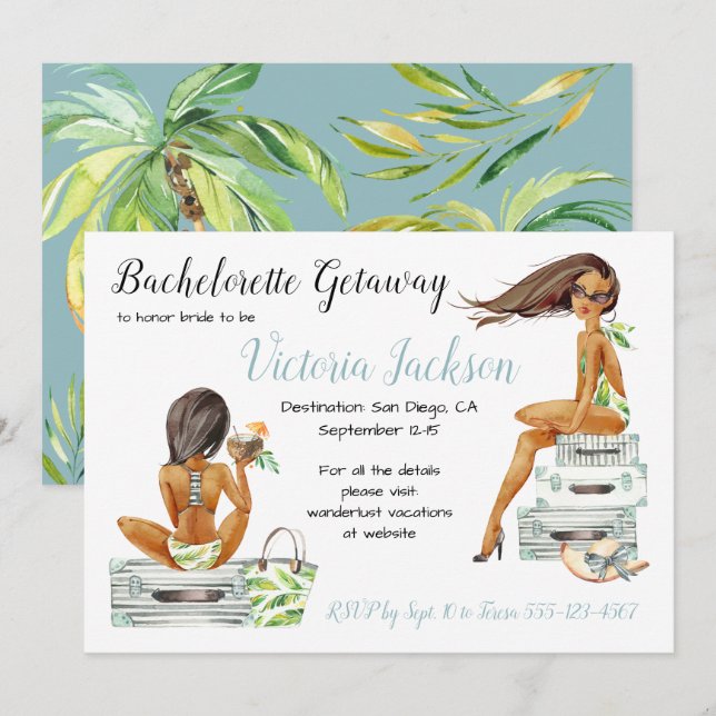 Pack your bags Bachelorette Getaway Luggage Invitation (Front/Back)