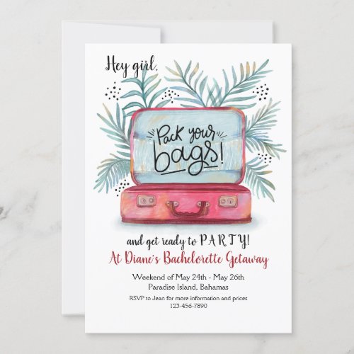 Pack Your Bags Bachelorette Party Invitations