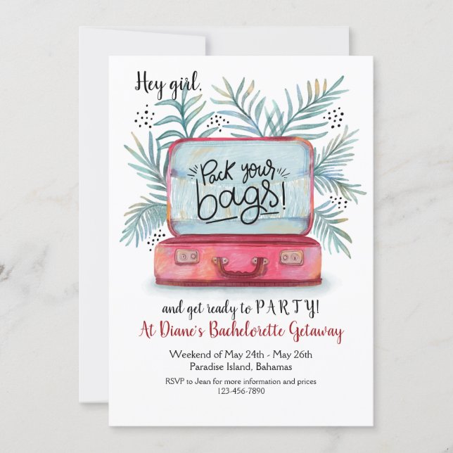 Pack Your Bags Bachelorette Party Invitations