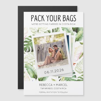Pack Your Bags Costa Rica Photo Wedding Magnetic Invitation by stylelily at Zazzle