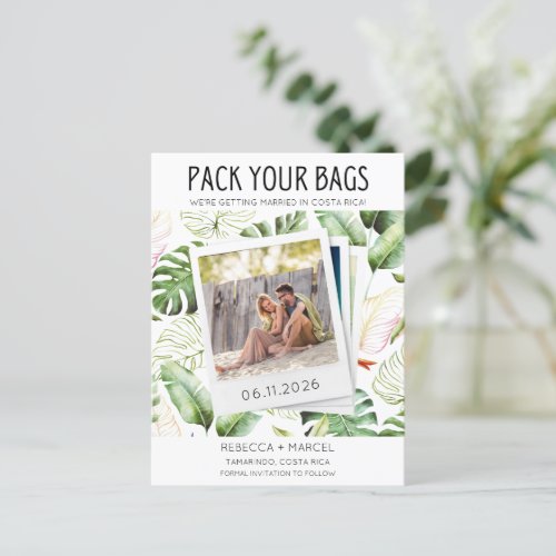 Pack Your Bags Costa Rica Wedding Save the Date Announcement Postcard