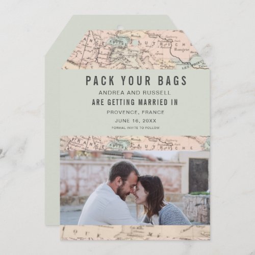 Pack Your Bags Europe Map Destination Wedding Save The Date