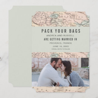 Pack Your Bags Europe Map Destination Wedding Save The Date