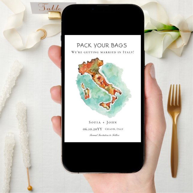 Pack your bags Italy Destination wedding Save The Date (Front Digital)