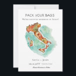 Pack your bags Italy Destination wedding Save The Date<br><div class="desc">Rustic,  elegant and simple watercolor map of Italy in a Wedding SAVE the DATE card with couple's picture in the back for a destination wedding to Italy.</div>
