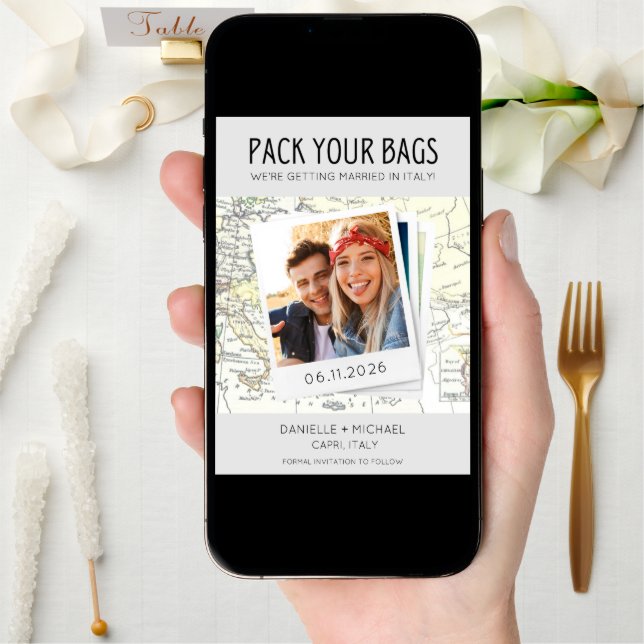 Pack Your Bags Italy Destination Wedding  Save The Date (Front Digital)