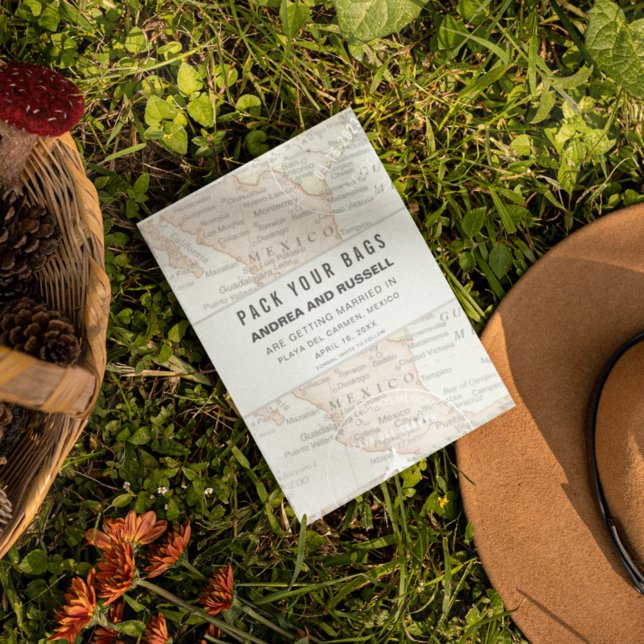 Pack Your Bags Mexico Map Destination Wedding 2 Save The Date (Creator Uploaded)