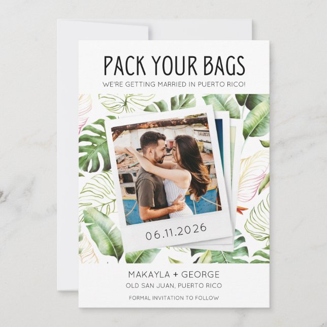 Pack Your Bags Photo Puerto Rico Wedding Save The Date (Front)