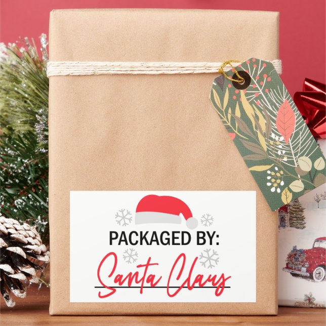Packaged by Santa Rectangular Sticker (Holiday)