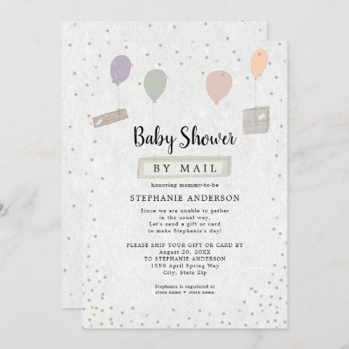 Packages  Balloons neutral Baby Shower by mail Invitation