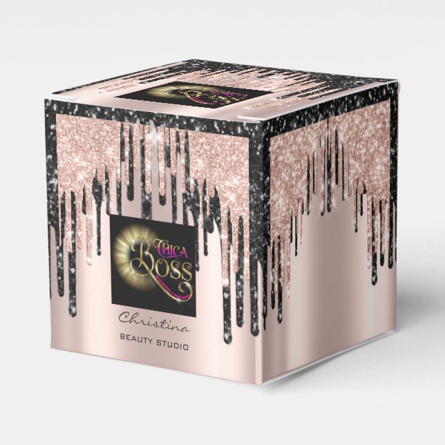 Packaging Logo Rose Black Beauty  Drips Favor Boxes (Front Side)