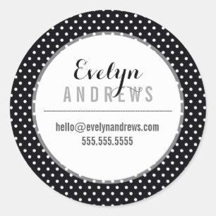 PACKAGING SIMPLE SPOT mini polka dot black white Classic Round Sticker