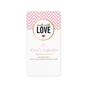 PACKAGING TAG LABEL made with love pink chevron
