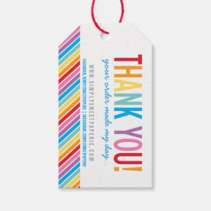 PACKAGING THANK YOU bold colorful rainbow stripe Gift Tags