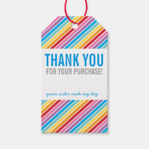 PACKAGING THANK YOU bright colorful rainbow stripe Gift Tags