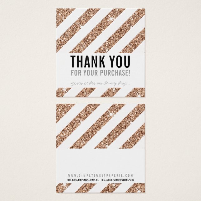 PACKAGING THANK YOU rose gold glitter stripe black (Front & Back)