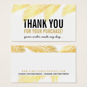 PACKAGING THANK YOU tropical gold palm leaf frond