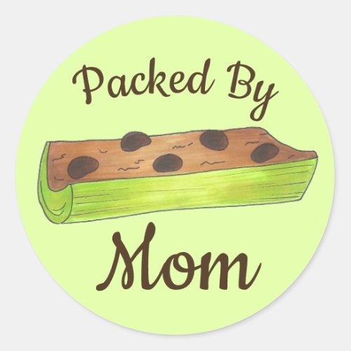 Packed by Mom School Lunch Ants on a Log Celery Classic Round Sticker