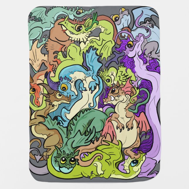 Packed in Party Dragons Baby Blanket (Front)